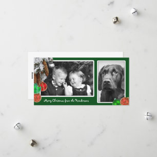 Kids and Dog Two Photo Christmas Card