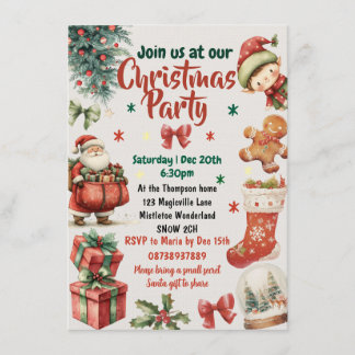 Kids and Family Christmas party invitation