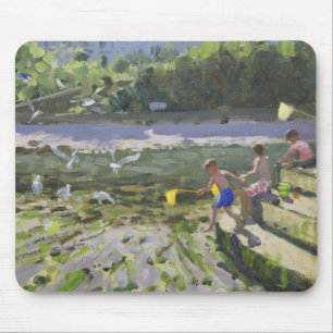 Kids and seagulls Looe 2013 Mouse Mat