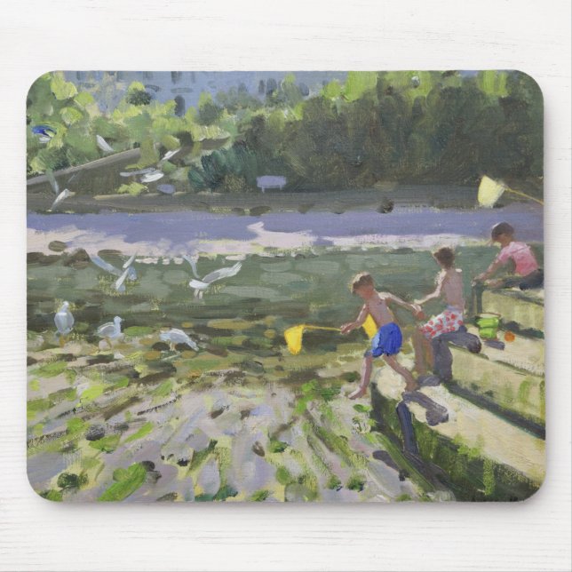 Kids and seagulls Looe 2013 Mouse Mat (Front)