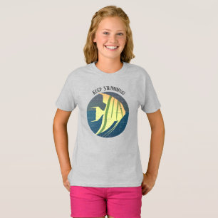Kids Angelfish Keep Swimming Distressed T-Shirt