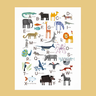 Kids Animal ABC Alphabet Art Poster