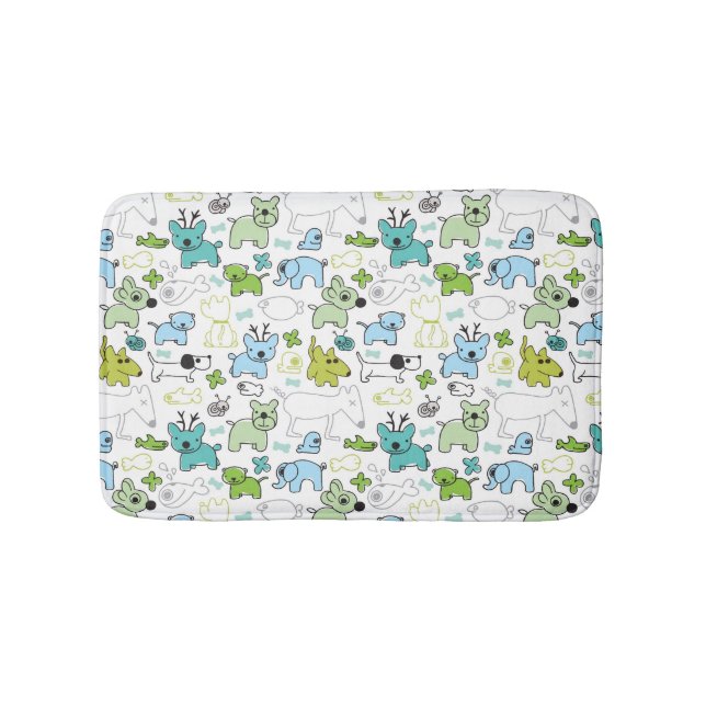 kids animal background pattern bath mat (Front)