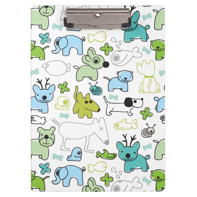 kids animal background pattern clipboard (Front)