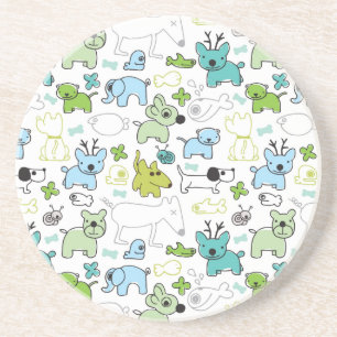 kids animal background pattern coaster