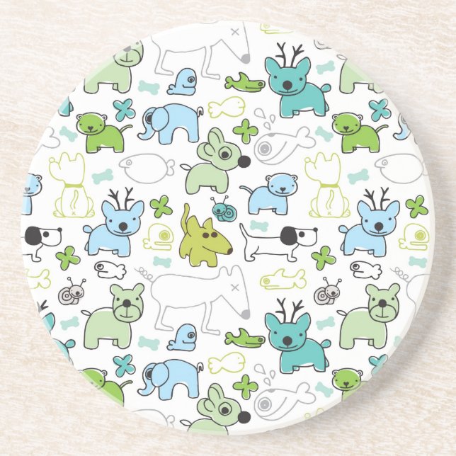 kids animal background pattern coaster (Front)