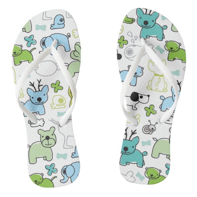 kids animal background pattern flip flops (Footbed)