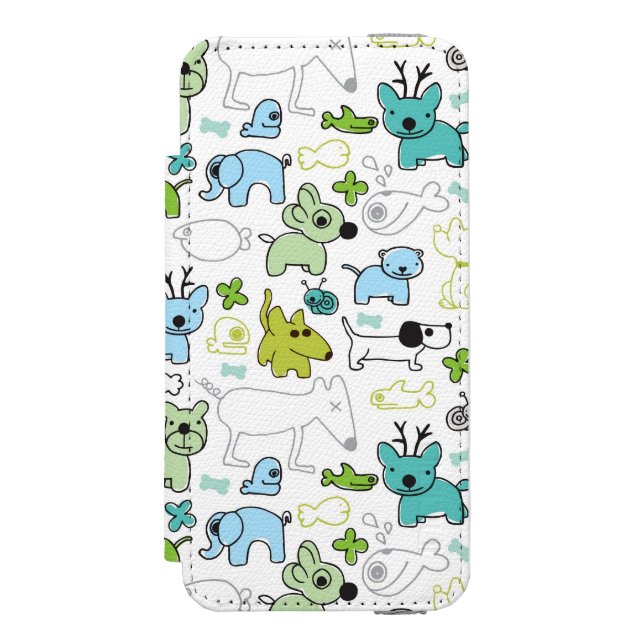 kids animal background pattern incipio iPhone wallet case (Folio Front)