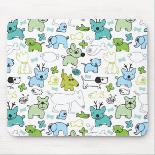 kids animal background pattern mouse mat