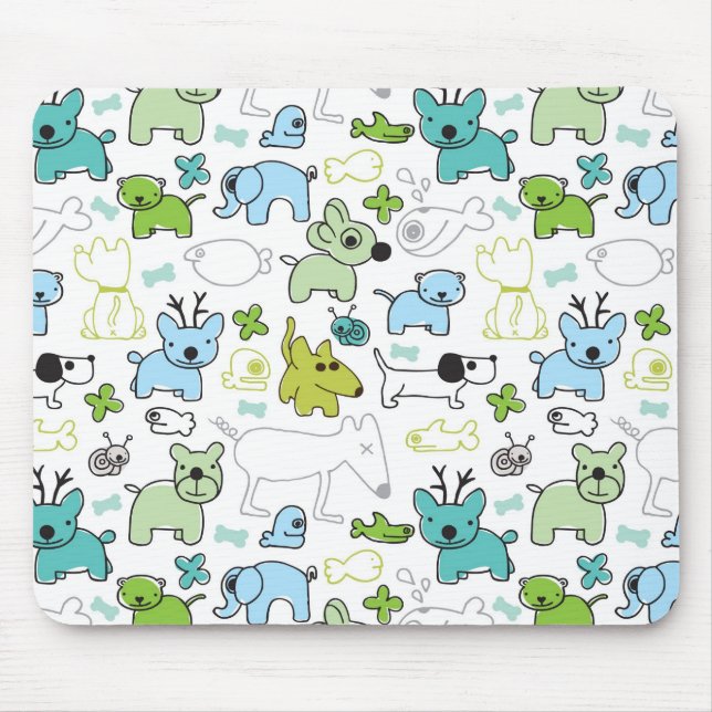 kids animal background pattern mouse mat (Front)