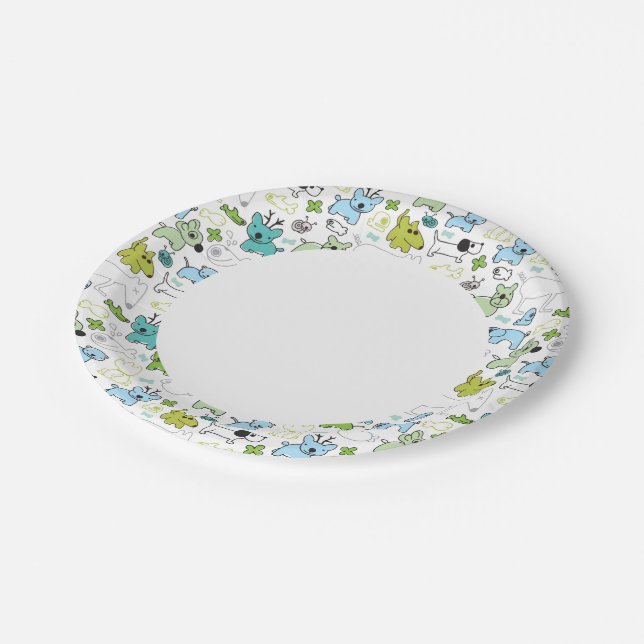 kids animal background pattern paper plate (Angled)