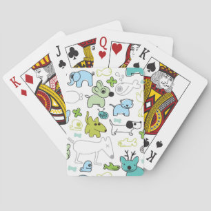 kids animal background pattern playing cards