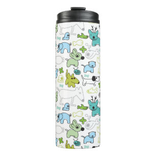 kids animal background pattern thermal tumbler