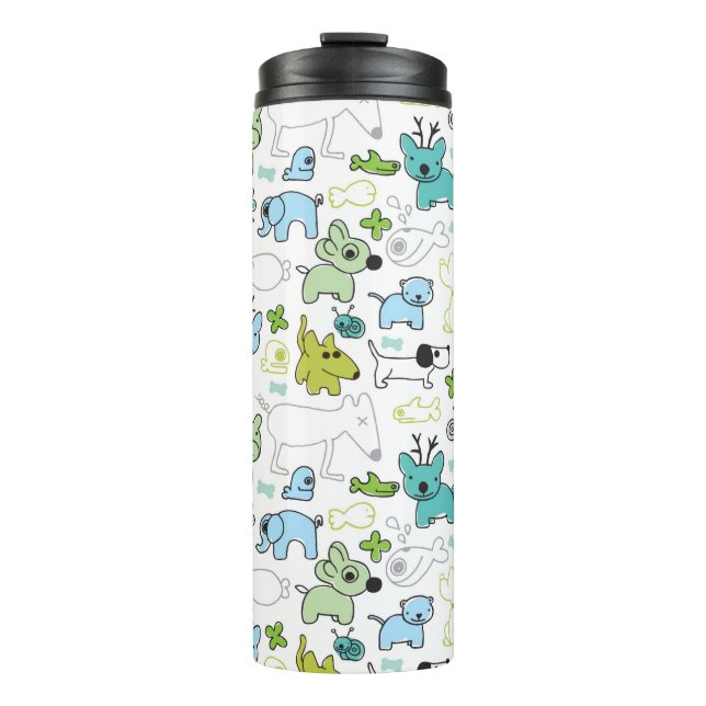 kids animal background pattern thermal tumbler (Front)