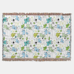 kids animal background pattern throw blanket