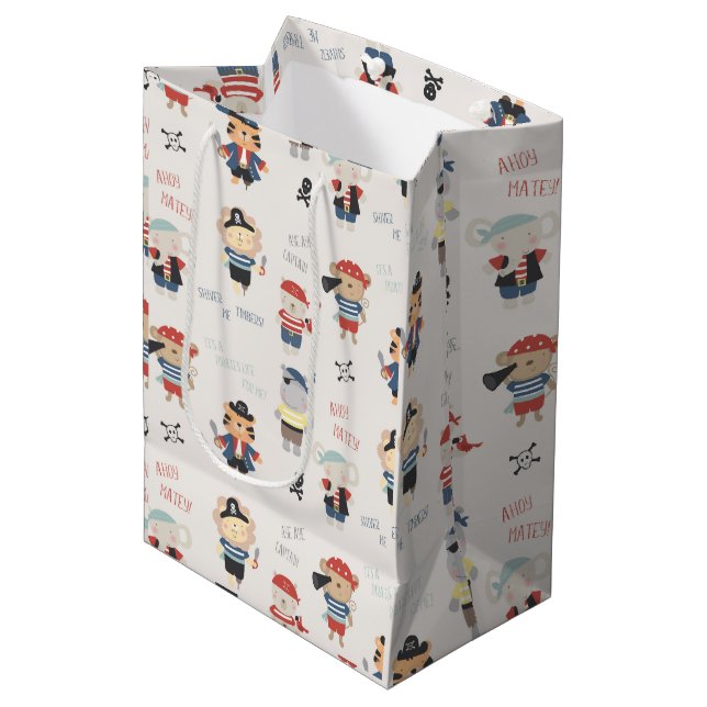 Kids Animal Crew  Party Pirate Medium Gift Bag (Front Angled)