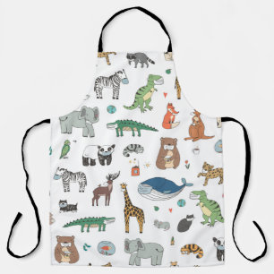 Kids' animal mask, virus pattern. apron