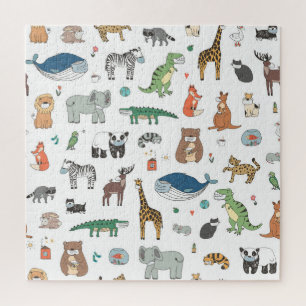 Kids' animal mask, virus pattern. jigsaw puzzle