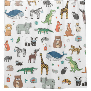 Kids' animal mask, virus pattern. shower curtain