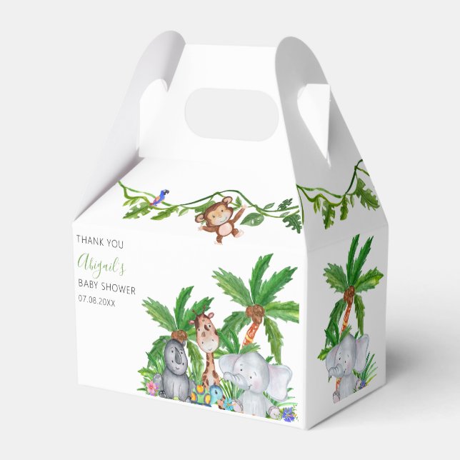 Kids Animal Safari Baby Shower Thank You Favour Box (Front Side)