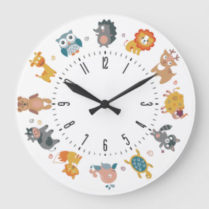Kids animals large clock
