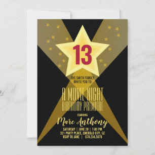 kids ANY AGE old HOLLYWOOD BIRTHDAY movie night Invitation