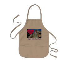 kids apron.  Happy Valentine's day.  doe/mermaid