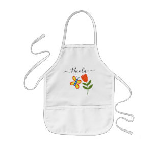 Kids Apron with Pockets - Custom Name Nature Print