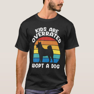 Kids Are Overrated Adopt A Dog Funny Retro Akita T-Shirt