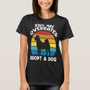 Kids Are Overrated Adopt A Dog Retro Akita T-Shirt