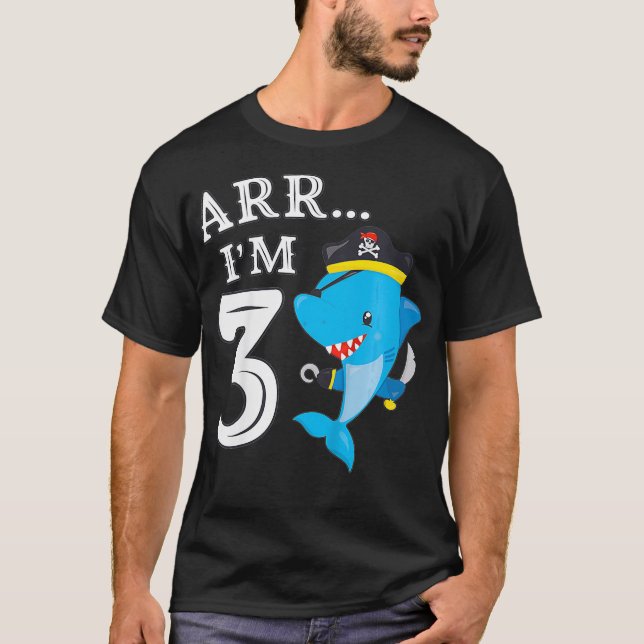 Kids ARR IM 3 Birthday Pirate  I 3rd Birthday Shar T-Shirt (Front)