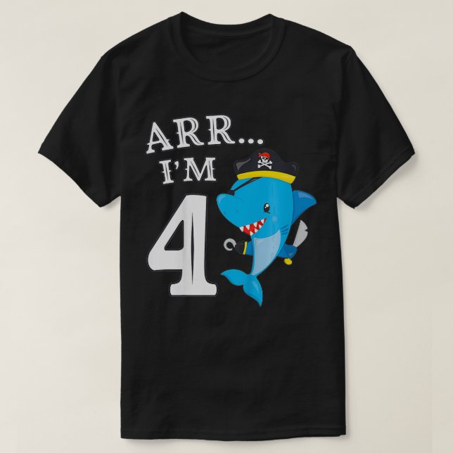 Kids ARR I'M 4 Birthday Pirate  I 4th Birthday Sha T-Shirt (Design Front)
