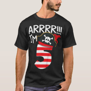 Kids Arrr I'M 5 Cool Pirate Theme 5Th Birthday  T-Shirt