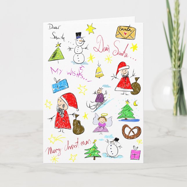 Kids Art Christmas Card for the Holidays (Front)