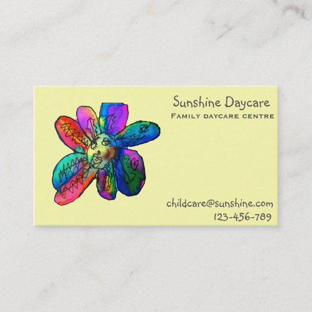 Kid's art family daycare centre childcare business card (Front)