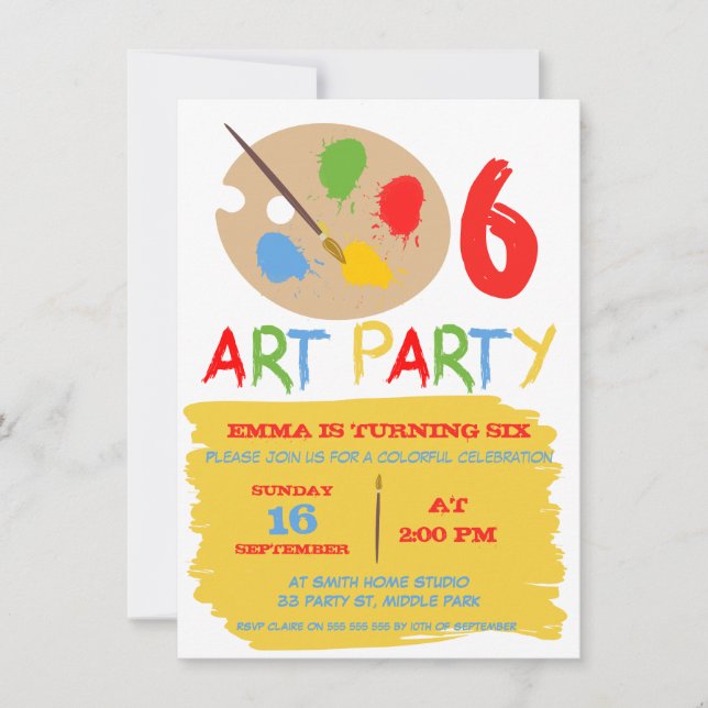 Kids Art Party Birthday Invitation (Front)