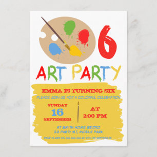 Kids Art Party Birthday Invitation
