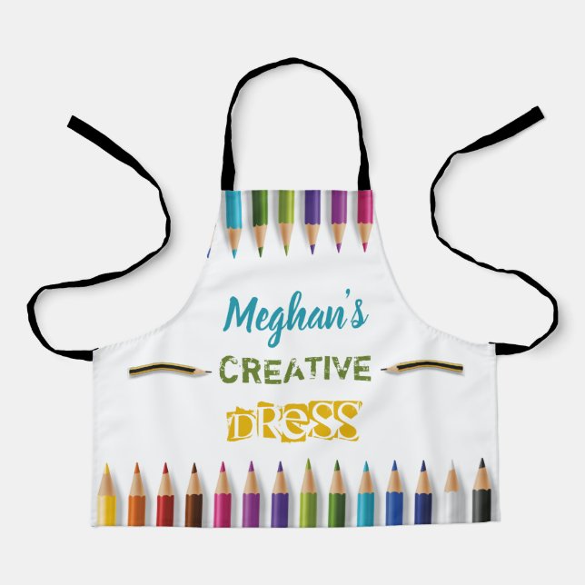 Kids art personalised name apron (Front)