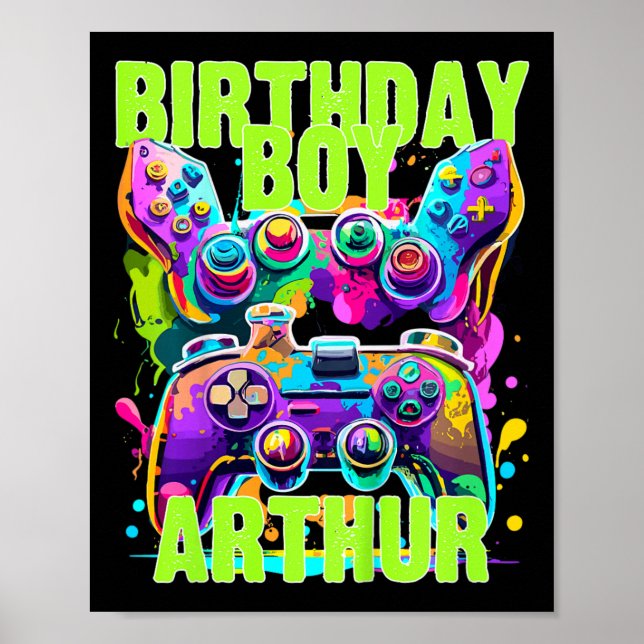 Kids Arthur Birthday Boy Video Game Birthday Gamer Poster (Front)