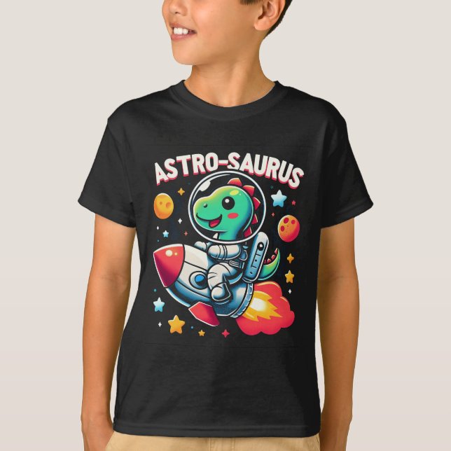 Kids' "Astro-Saurus" - Adorable Dinosaur Astronaut T-Shirt (Front)