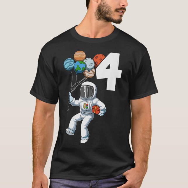 Kids Astronaut Birthday Outfit 4 Outer Space 4th B T-Shirt (Front)
