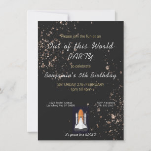 Kids Astronaut Cosmic Space Cool Birthday Party Invitation