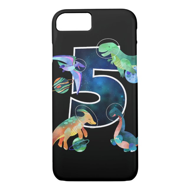 Kids Astronaut Outer Space Dinosaurs 5th Birthday  Case-Mate iPhone Case (Back)