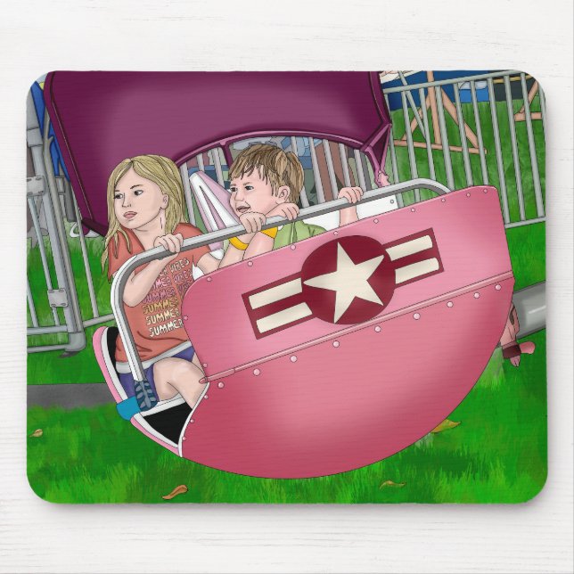 Kids at Carnival Whimsical Art Mouse Mat (Front)