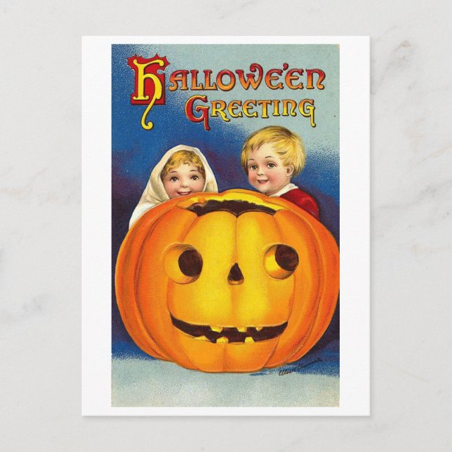 Kids at Halloween Postcard (Front)