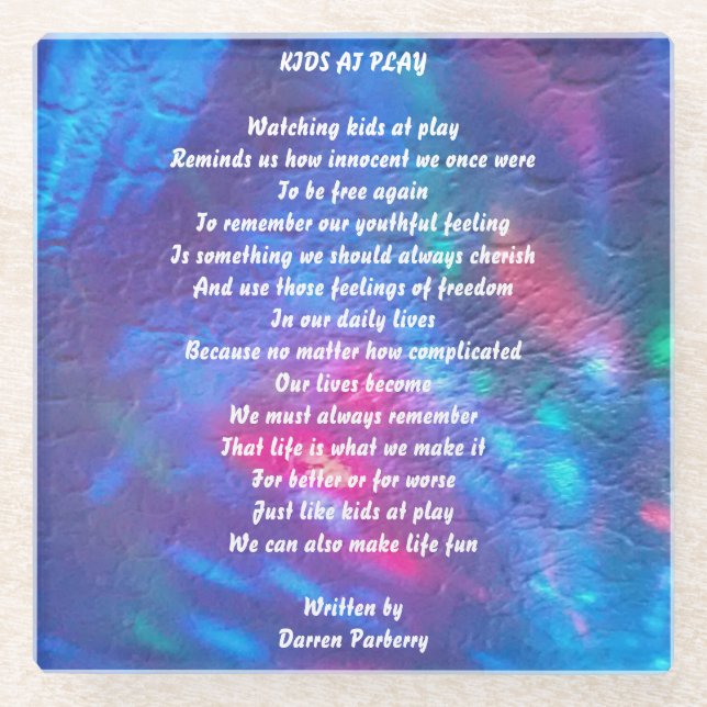 "Kids at Play" poem - Coaster (Front)