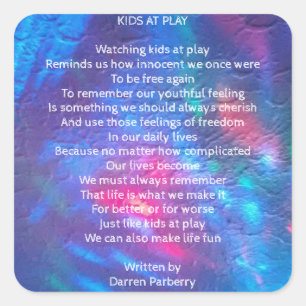 "Kids At Play" poem Sticker