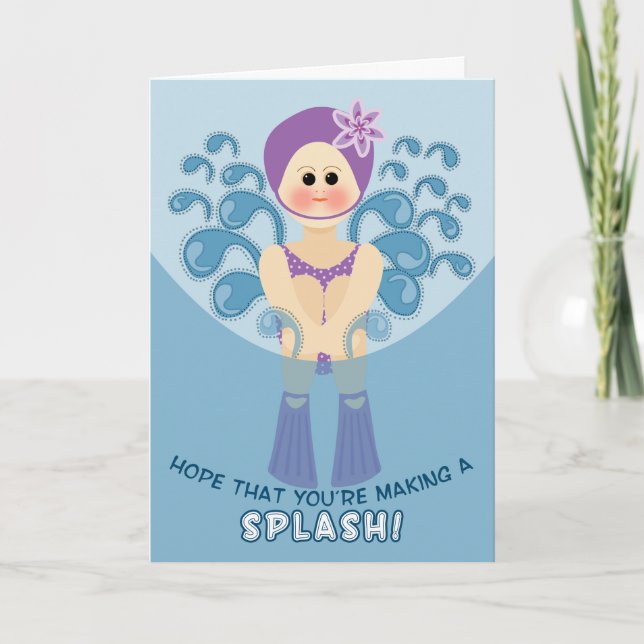 Kids at Summer Camp Cannon Ball Girl Splash! Card (Front)
