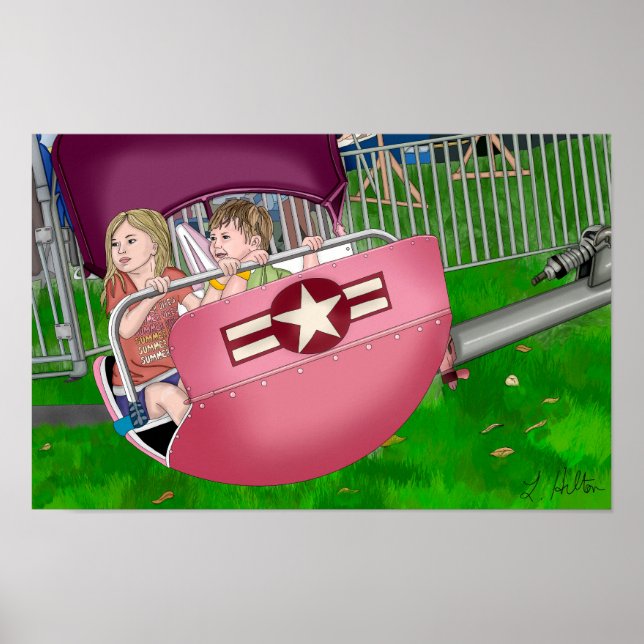 Kids at the Carnival Whimsical Art  Poster (Front)