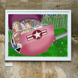 Kids at the Carnival Whimsical Art Poster
